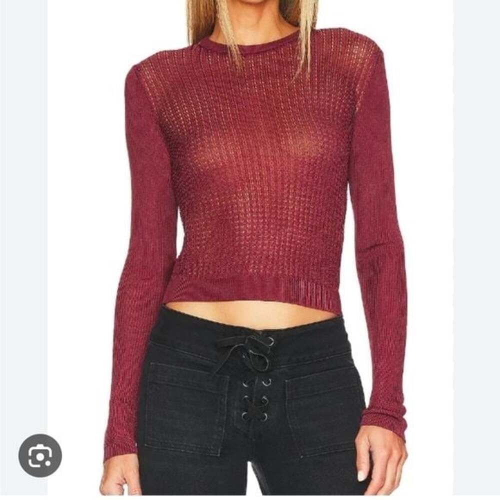 NWT Free People H20 Crew Pullover Size small raw garnet burgundy color​​​​​​​